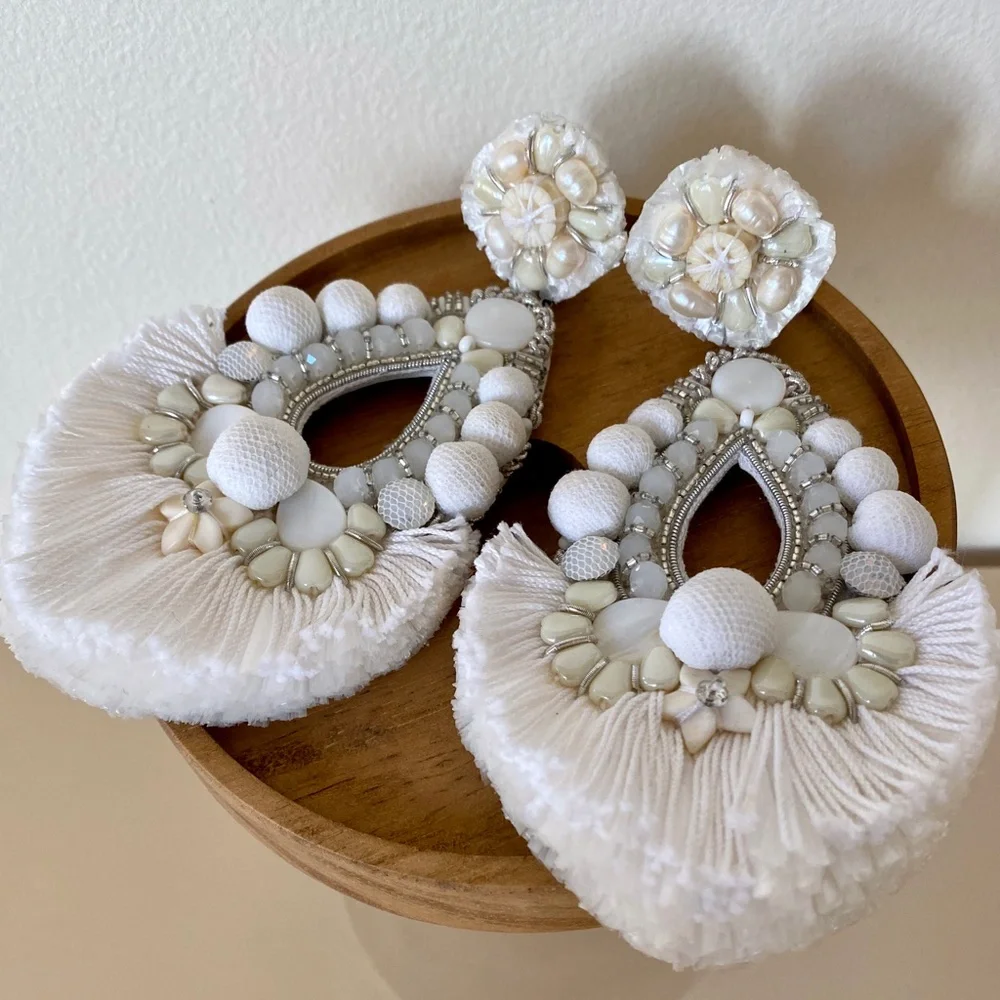 Ranjana Khan Simone Beaded Clip-On Statement Earrings